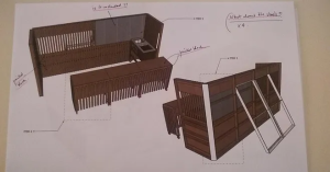 Outdoor mobile TV set for BBQ cooking show at TVC, Lagos, showcasing a TV stand crafted from plywood, with dis-mountable and mobile stage parts, covering a surface area of 40 sqm.